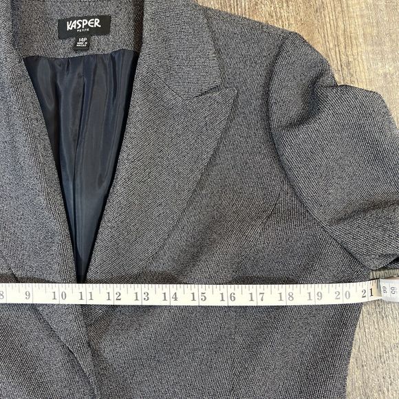 Kasper Black Gray Jacket Office Work Career Blazer Size 14P - Picture 8 of 11